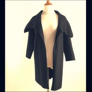 Vince 3/4 Sleeve Black Wool Cape Coat